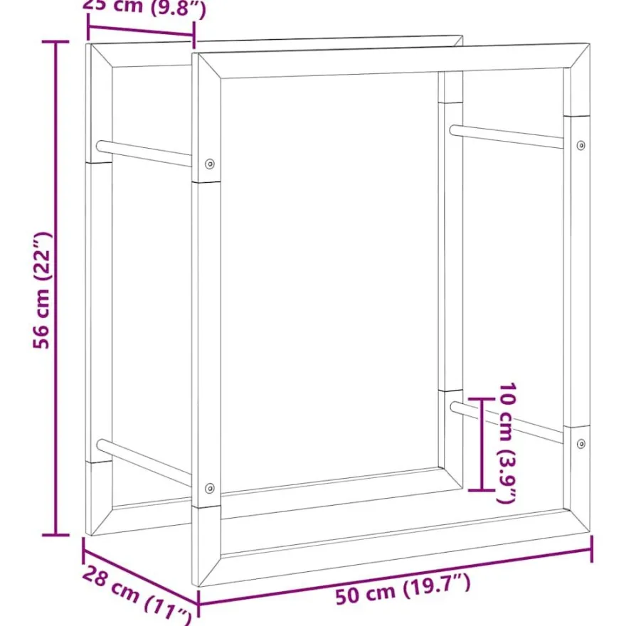 vidaXL Brennholzregal 50x28x56 cm Edelstahl