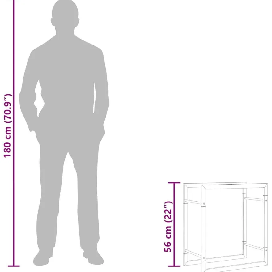 vidaXL Brennholzregal 50x28x56 cm Edelstahl