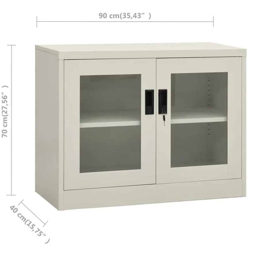 vidaXL Büroschrank Hellgrau 90x40x70 cm Stahl
