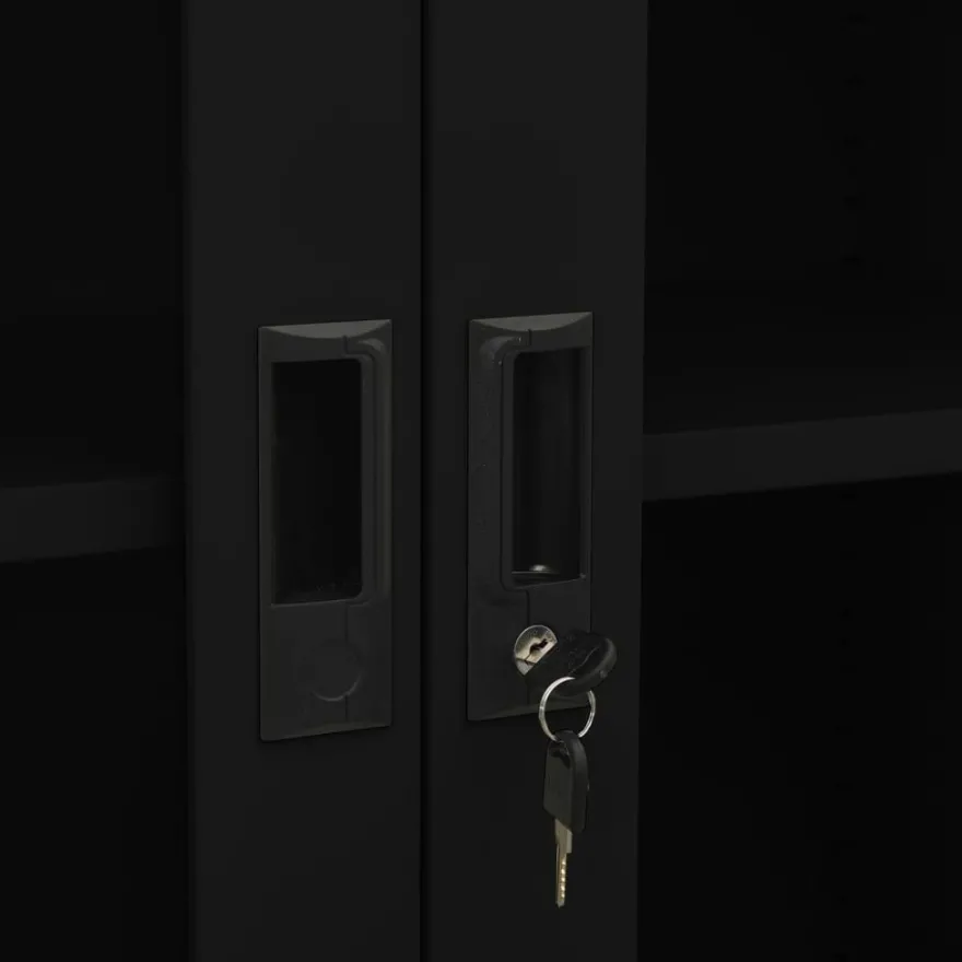 vidaXL Büroschrank Schwarz 90x40x180 cm Stahl und Hartglas