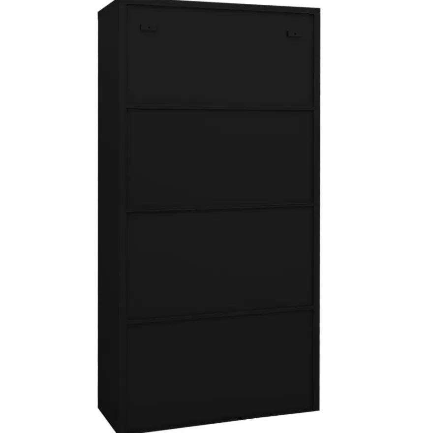 vidaXL Büroschrank Schwarz 90x40x180 cm Stahl und Hartglas