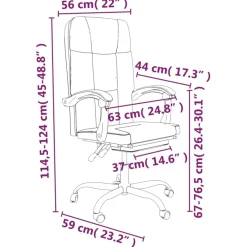vidaXL Bürostuhl mit Liegefunktion Schwarz Kunstleder