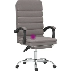 vidaXL Bürostuhl mit Massagefunktion Taupe Stoff