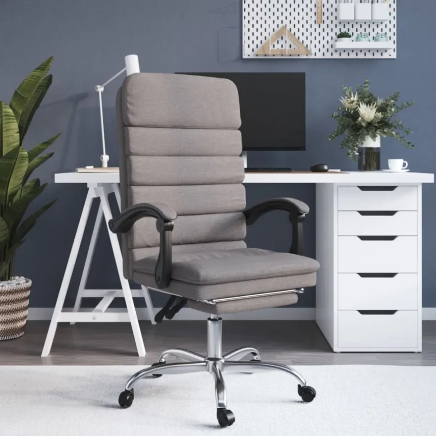 vidaXL Bürostuhl mit Massagefunktion Taupe Stoff