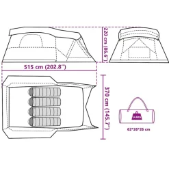 vidaXL Campingzelt mit Vorzelt 4 Personen Blau Wasserdicht