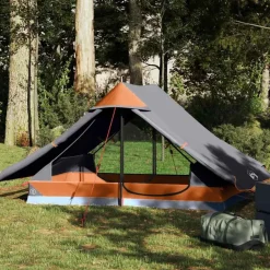 vidaXL Campingzelt 2 Personen Grau Wasserdicht
