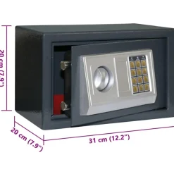 vidaXL Digitaler Safe mit Schloss Dunkelgrau 31 x 20 x 20 cm Stahl