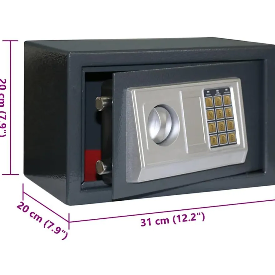 vidaXL Digitaler Safe mit Schloss Dunkelgrau 31 x 20 x 20 cm Stahl