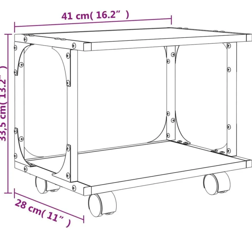 vidaXL Druckerständer 2 Ablagen Sonoma-Eiche 41x28x33,5 cm
