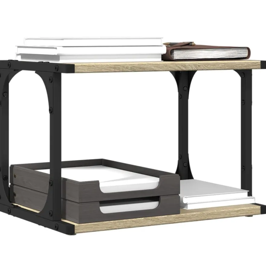 vidaXL Druckerständer 2 Ablagen Sonoma-Eiche 41x28x33,5 cm