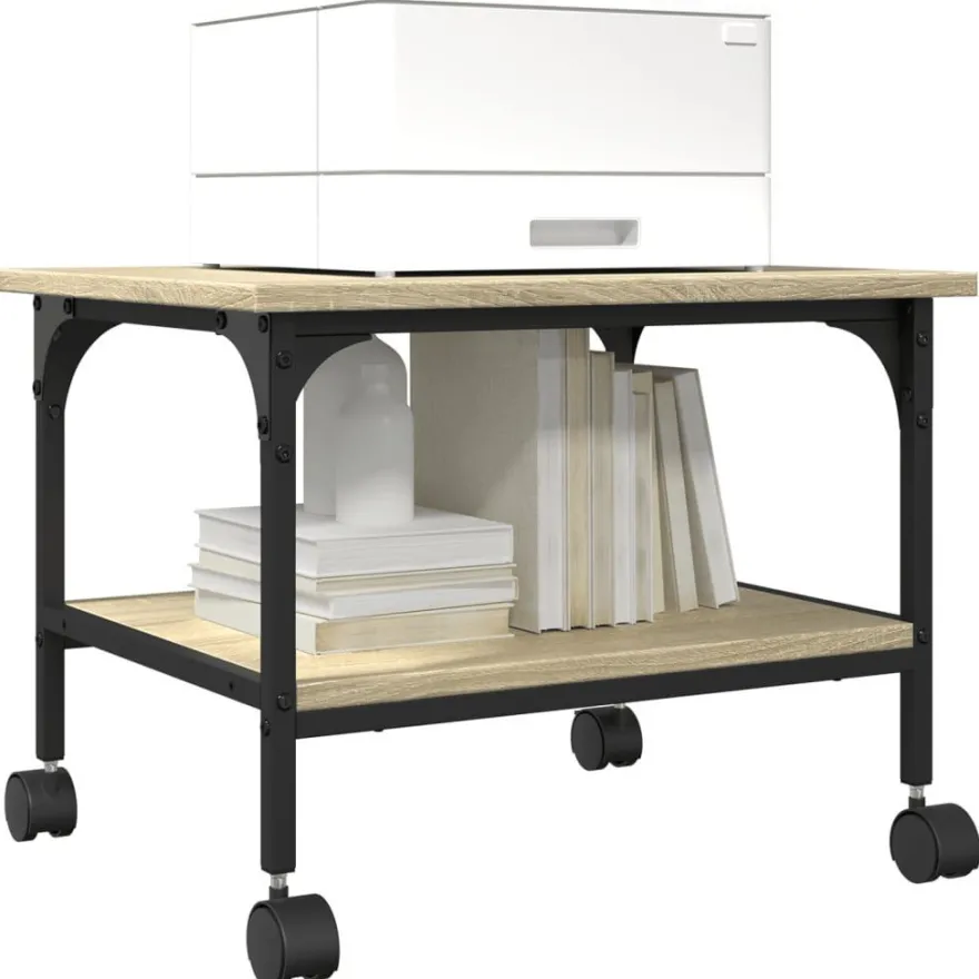 vidaXL Druckerständer 2 Ablagen Sonoma-Eiche 50x40x38 cm