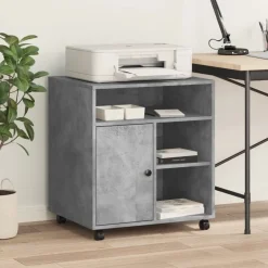 vidaXL Druckerständer mit Rollen Betongrau 60x50x67 cm