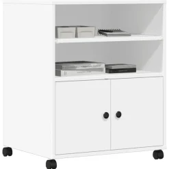 vidaXL Druckerständer mit Rollen Weiß 60x48x74 cm
