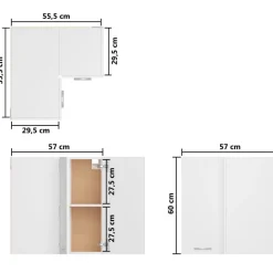vidaXL Eckhängeschrank Weiß 57x57x60 cm Holzwerkstoff