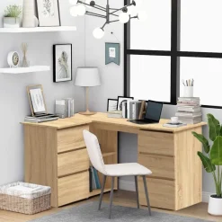 vidaXL Eckschreibtisch Sonoma-Eiche 145x100x76 cm Holzwerkstoff