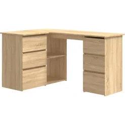 vidaXL Eckschreibtisch Sonoma-Eiche 145x100x76 cm Holzwerkstoff