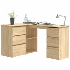 vidaXL Eckschreibtisch Sonoma-Eiche 145x100x76 cm Holzwerkstoff