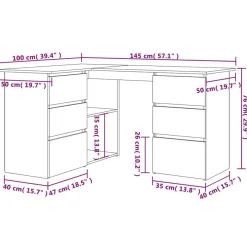 vidaXL Eckschreibtisch Sonoma-Eiche 145x100x76 cm Holzwerkstoff
