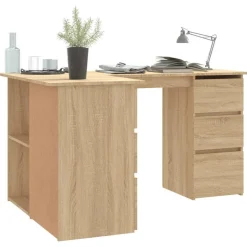 vidaXL Eckschreibtisch Sonoma-Eiche 145x100x76 cm Holzwerkstoff