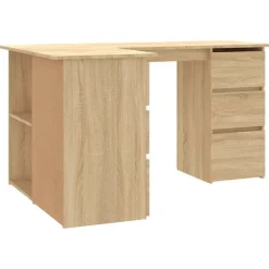 vidaXL Eckschreibtisch Sonoma-Eiche 145x100x76 cm Holzwerkstoff