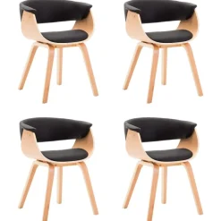 vidaXL Esszimmerstühle 4 Stk. Schwarz Bugholz und Kunstleder