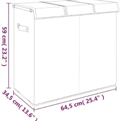 vidaXL Faltbarer Wäschekorb Grau 64,5x34,5x59 cm Leinenimitat Stoff