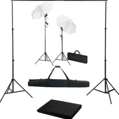 vidaXL Fotostudio-Set mit Hintergrund, Leuchten und Schirmen