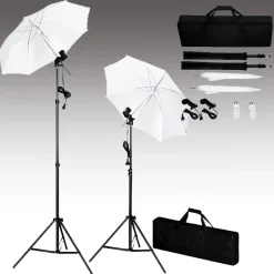 vidaXL Fotostudio-Set mit Hintergrund, Leuchten und Schirmen