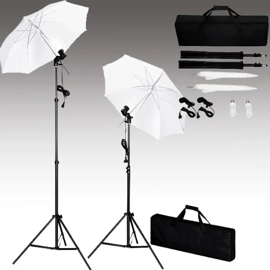 vidaXL Fotostudio-Set mit Hintergrund, Leuchten und Schirmen