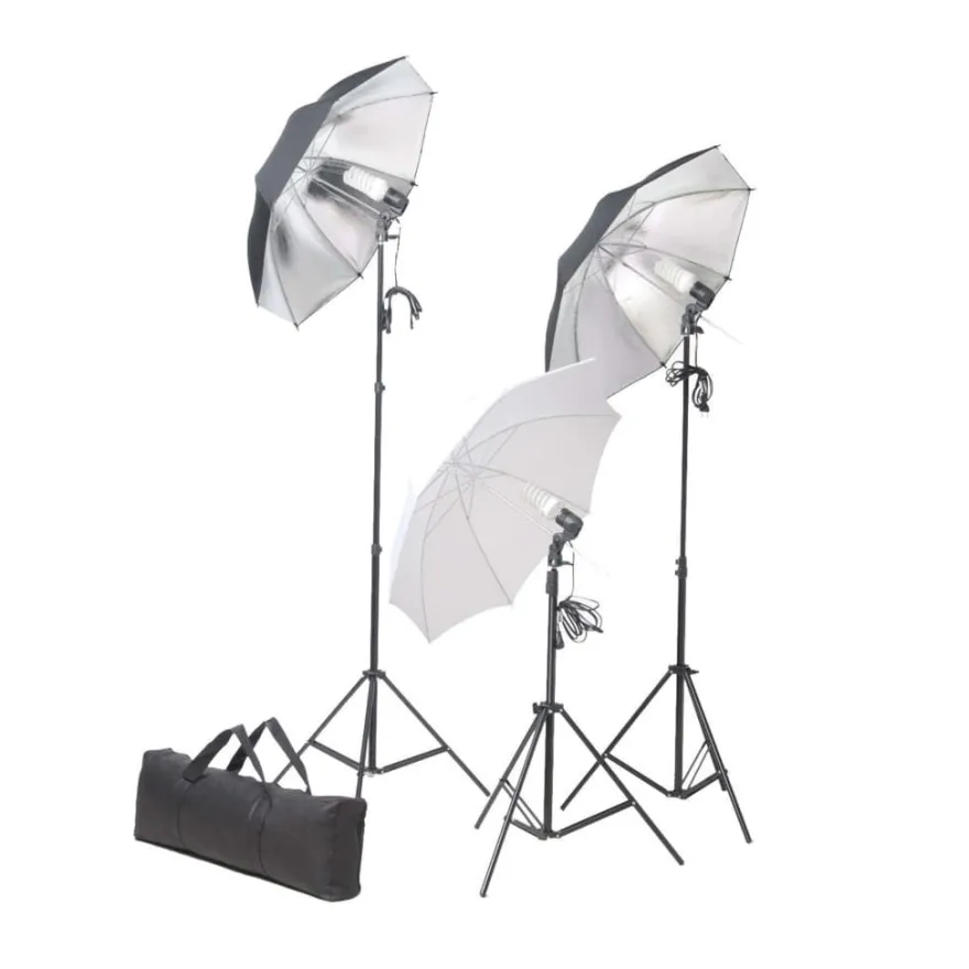 vidaXL Fotostudio-Set mit Leuchten, Schirmen, Hintergrund, Reflektor