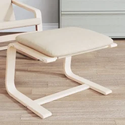vidaXL Fußhocker Creme 51x41x40 cm Stoff