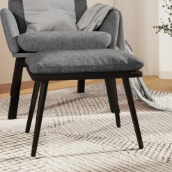 vidaXL Fußhocker Hellgrau 45x29,5x35 cm Stoff und Kunstleder