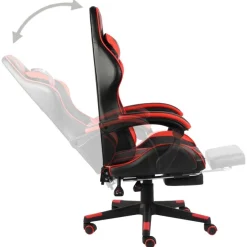vidaXL Gaming-Stuhl mit Fußstütze Schwarz und Rot Kunstleder