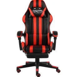 vidaXL Gaming-Stuhl mit Fußstütze Schwarz und Rot Kunstleder