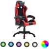 vidaXL Gaming-Stuhl mit RGB LED-Leuchten Rot und Schwarz Kunstleder