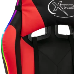 vidaXL Gaming-Stuhl mit RGB LED-Leuchten Rot und Schwarz Kunstleder