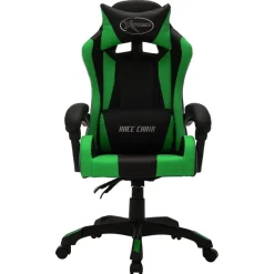 vidaXL Gaming-Stuhl mit RGB LED-Leuchten Grün und Schwarz Kunstleder