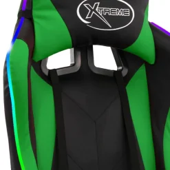 vidaXL Gaming-Stuhl mit RGB LED-Leuchten Grün und Schwarz Kunstleder