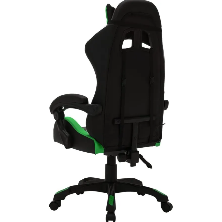 vidaXL Gaming-Stuhl mit RGB LED-Leuchten Grün und Schwarz Kunstleder