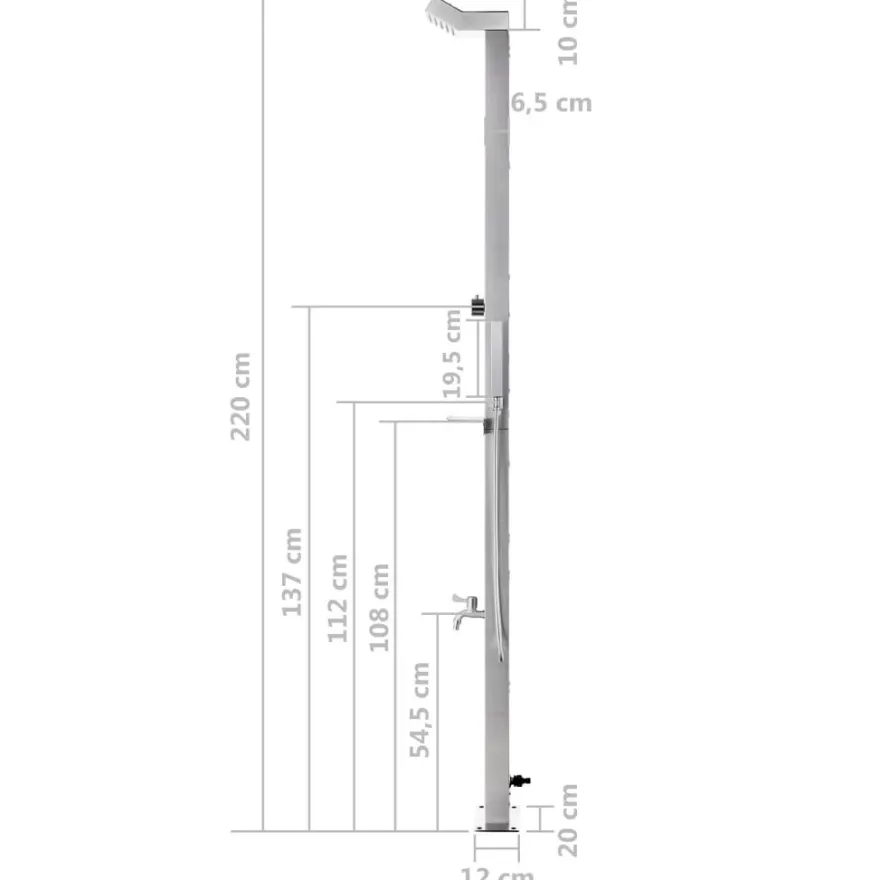 vidaXL Gartendusche 220 cm Edelstahl
