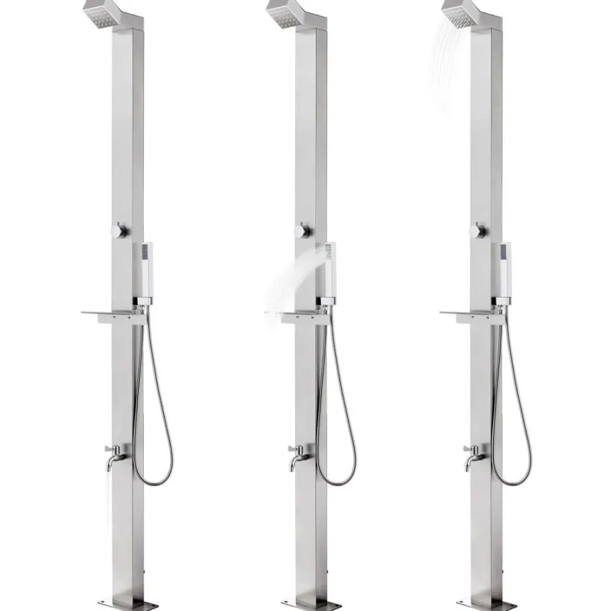 vidaXL Gartendusche 220 cm Edelstahl