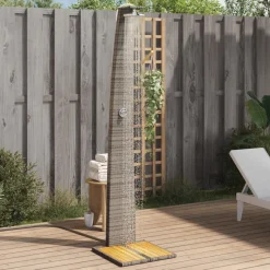 vidaXL Gartendusche Grau 55x60x224 cm Poly Rattan und Akazienholz