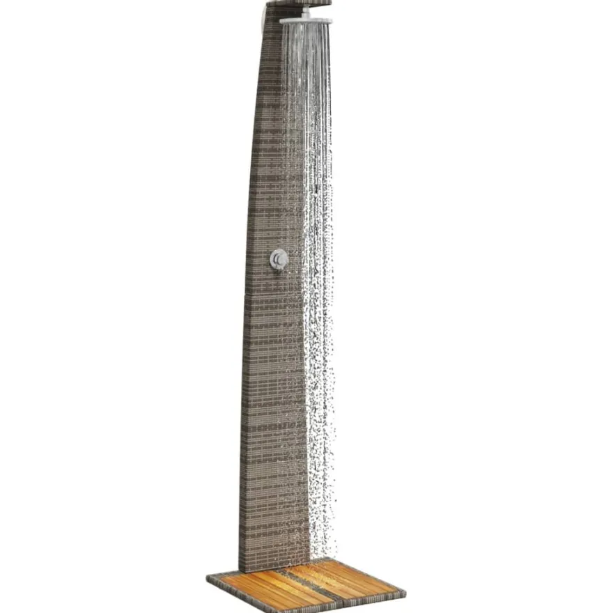 vidaXL Gartendusche Grau 55x60x224 cm Poly Rattan und Akazienholz