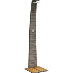 vidaXL Gartendusche Grau 55x60x224 cm Poly Rattan und Akazienholz