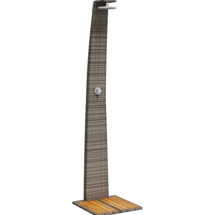 vidaXL Gartendusche Grau 55x60x224 cm Poly Rattan und Akazienholz
