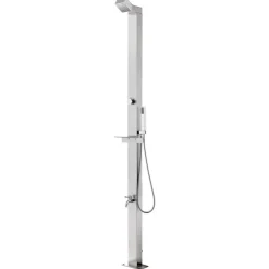 vidaXL Gartendusche mit Grauer Bodenplatte 225 cm Edelstahl