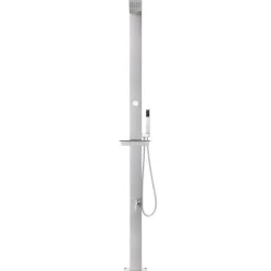 vidaXL Gartendusche mit Grauer Bodenplatte 225 cm Edelstahl