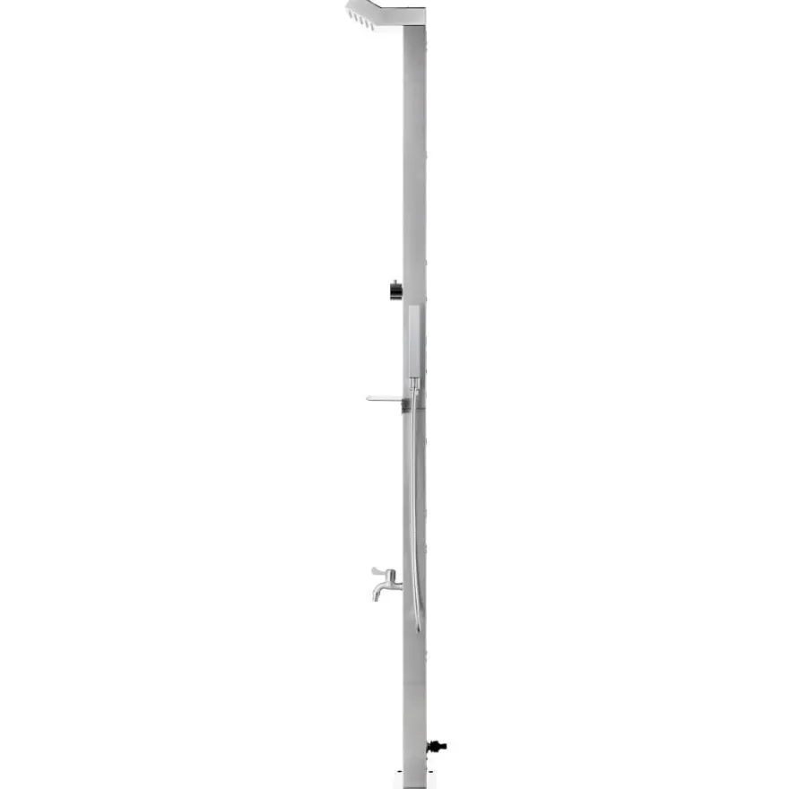 vidaXL Gartendusche mit Grauer Bodenplatte 225 cm Edelstahl