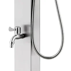 vidaXL Gartendusche mit Grauer Bodenplatte 225 cm Edelstahl