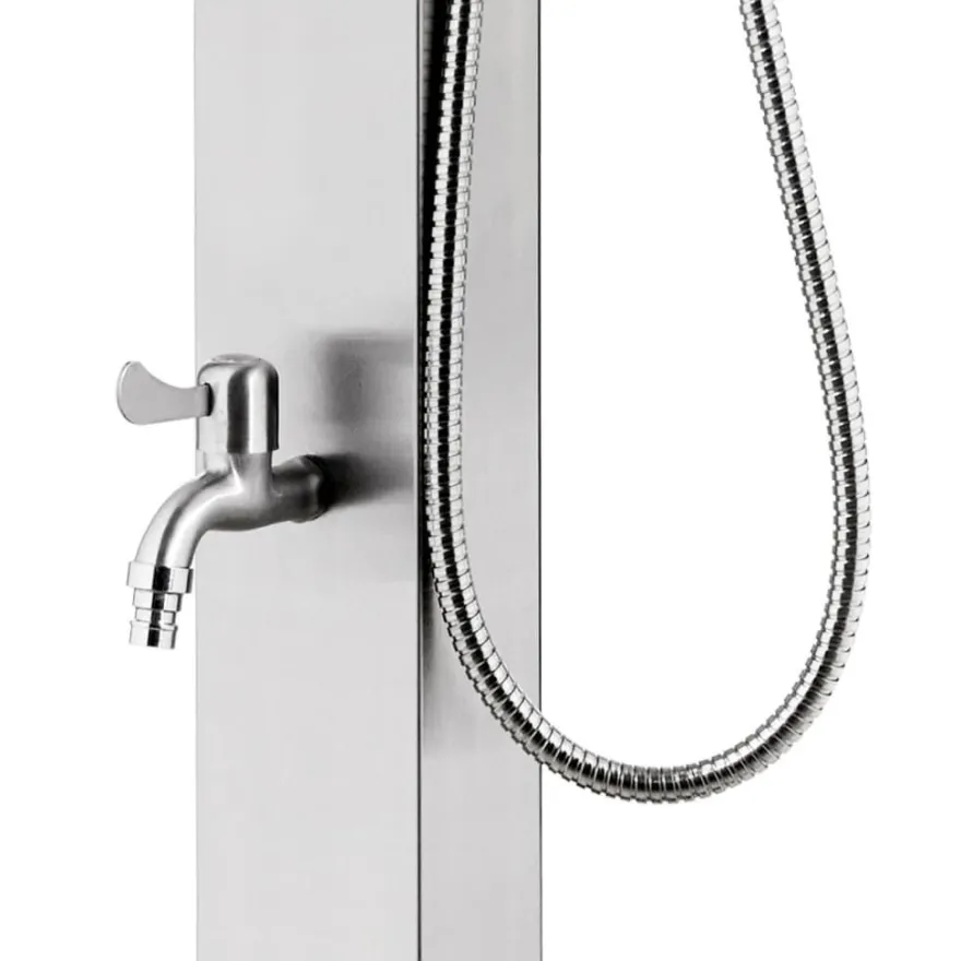 vidaXL Gartendusche mit Grauer Bodenplatte 225 cm Edelstahl